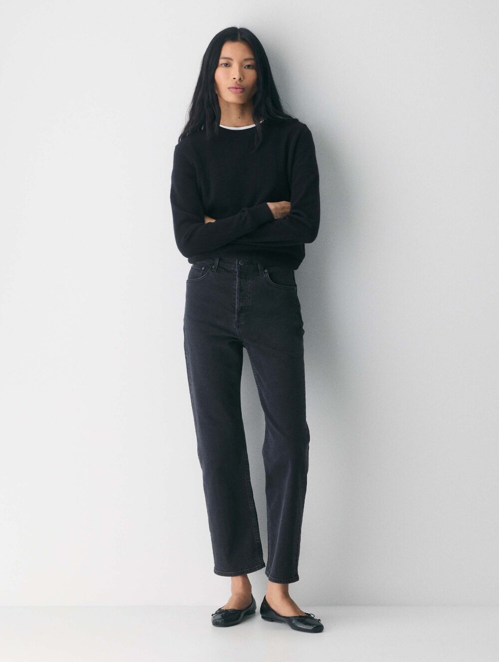 Denim Forum Arlo High Rise Straight Jeans Size 25 Black Aritzia